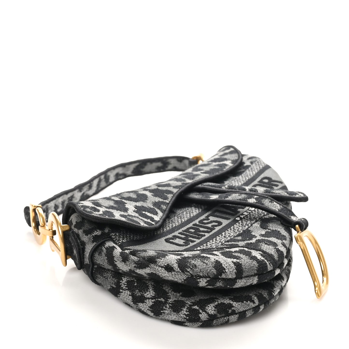 Canvas Mizza Embroidered Saddle Bag Gray