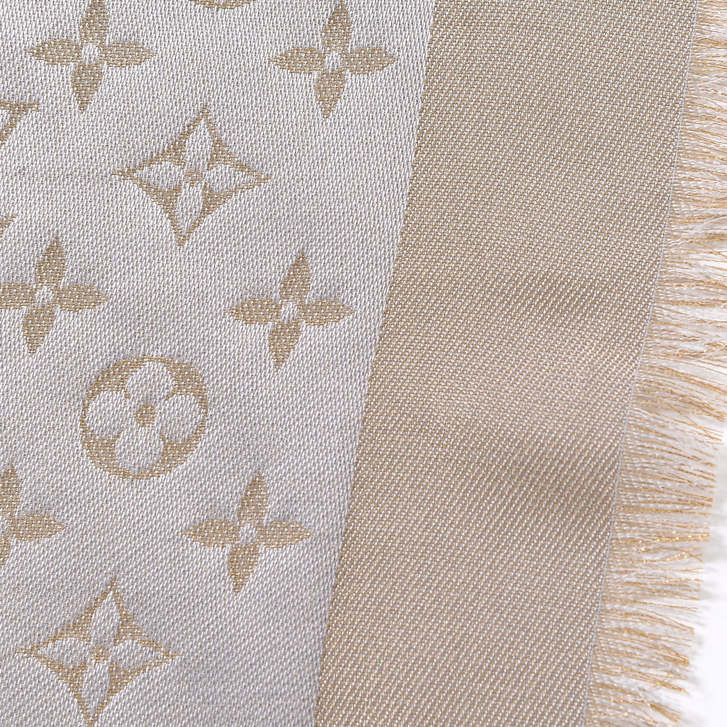Silk Lurex Wool Monogram Shine Shawl Greige
