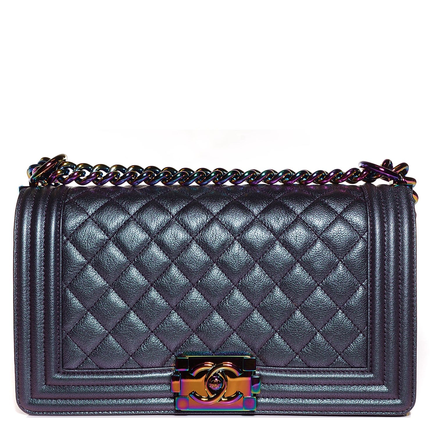 Chanel Iridescent Goatskin Quilted Medium Boy Flap Purple 1 of 8