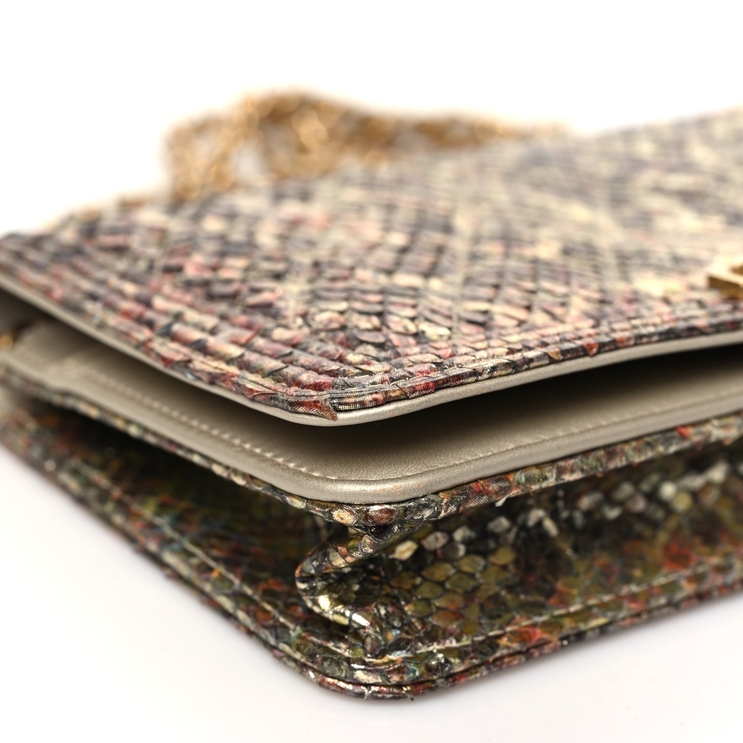 Metallic Python Boy Wallet on Chain WOC Gold Multicolor