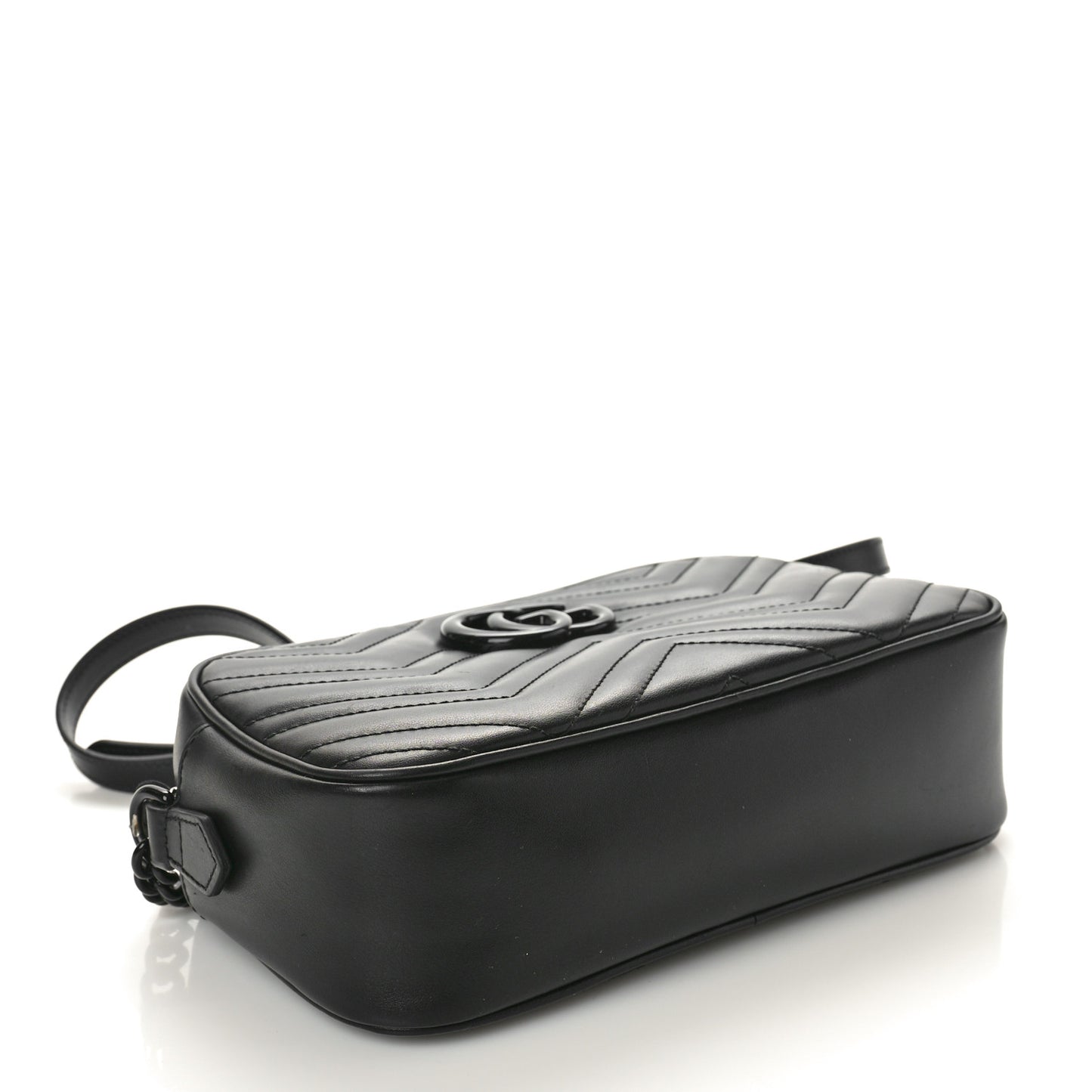 Calfskin Matelasse Monochrome Small GG Marmont Chain Shoulder Bag Black