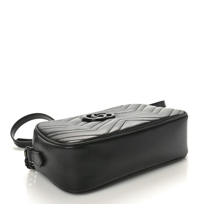 Gucci Calfskin Matelasse Monochrome Small GG Marmont Chain Shoulder Bag Black 4 of 10