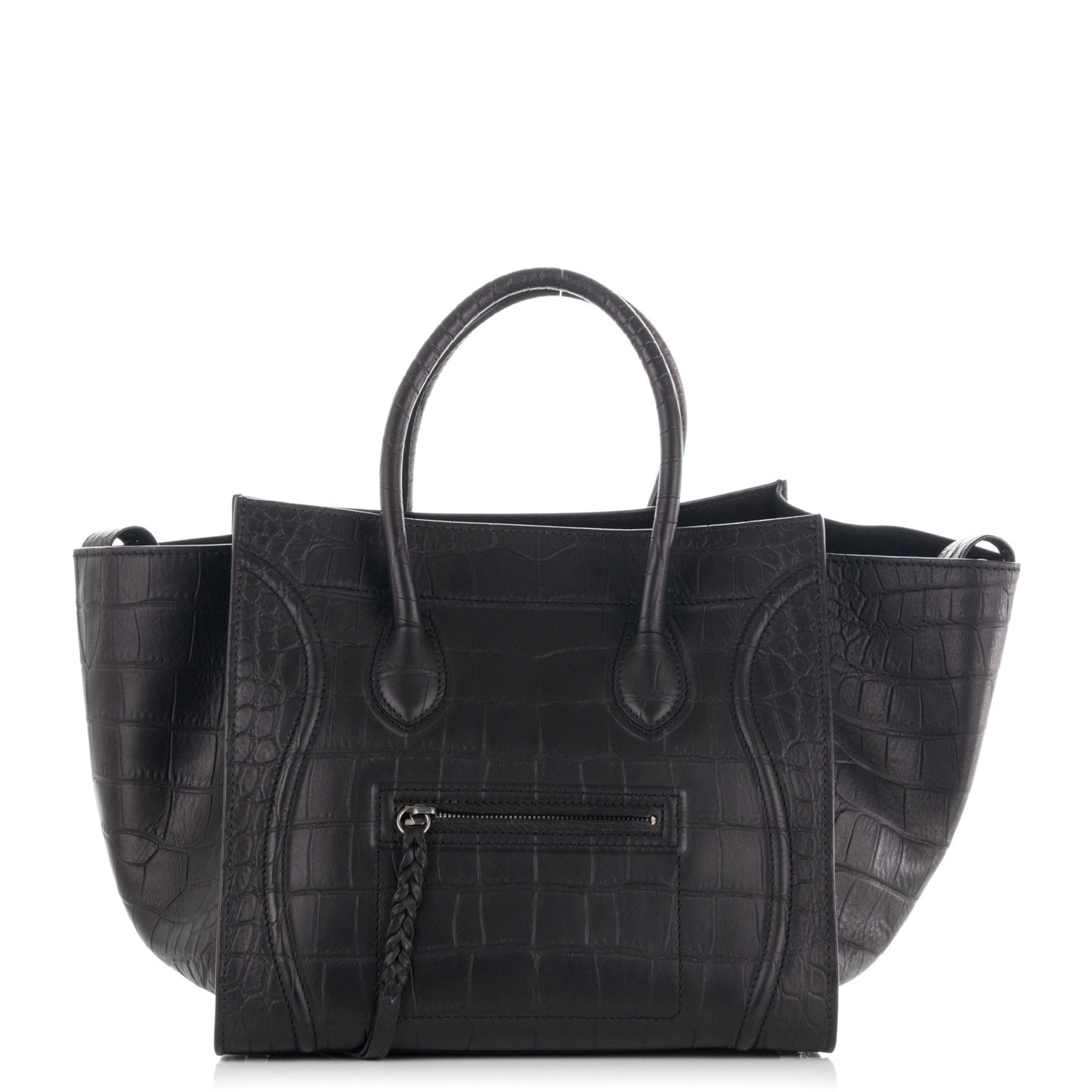 Crocodile Embossed Calfskin Medium Phantom Luggage Black