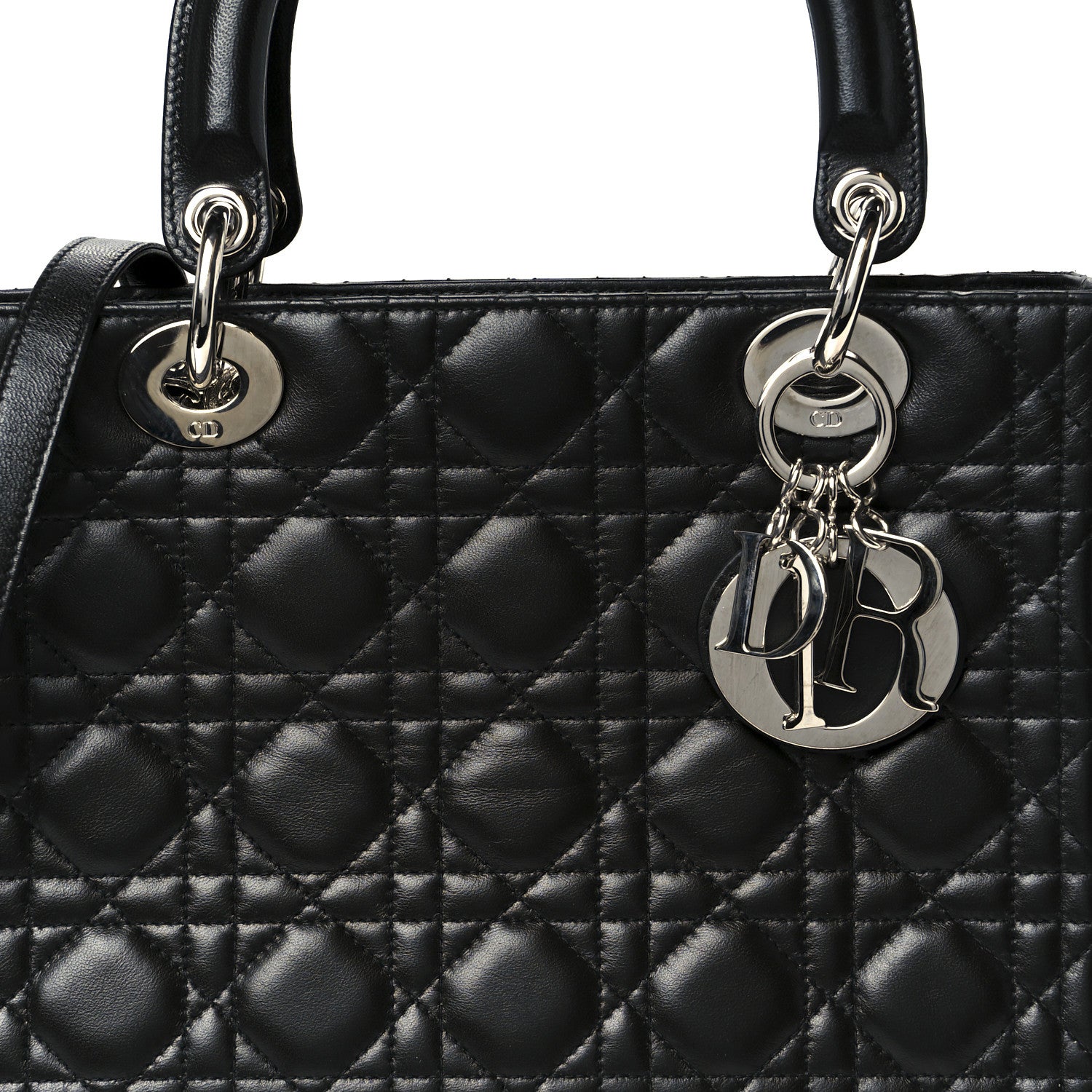 Christian Dior Lambskin Cannage Medium Lady Dior Black 8 of 10