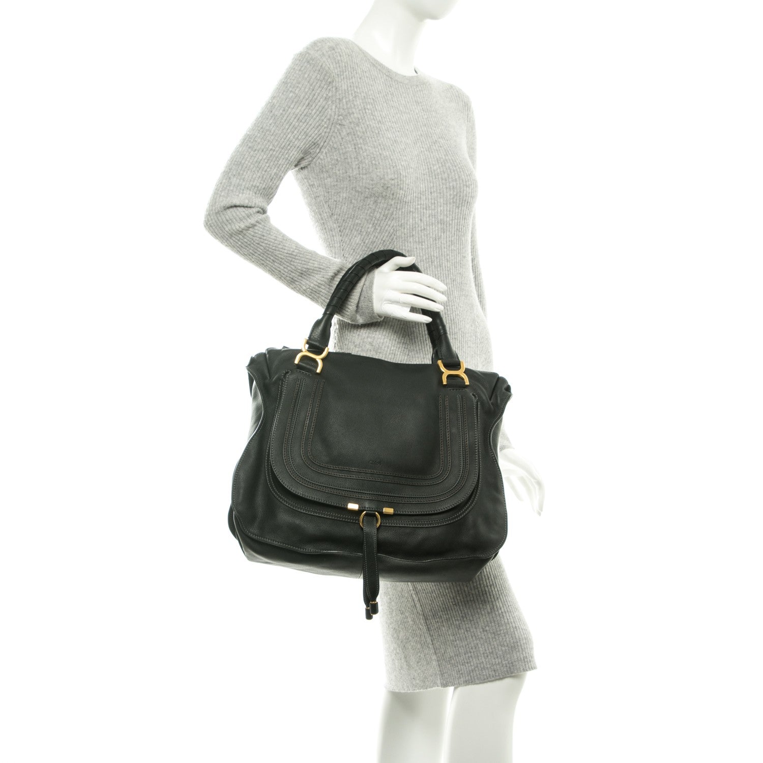 Chloe Calfskin Large Marcie Satchel Black 2 of 8