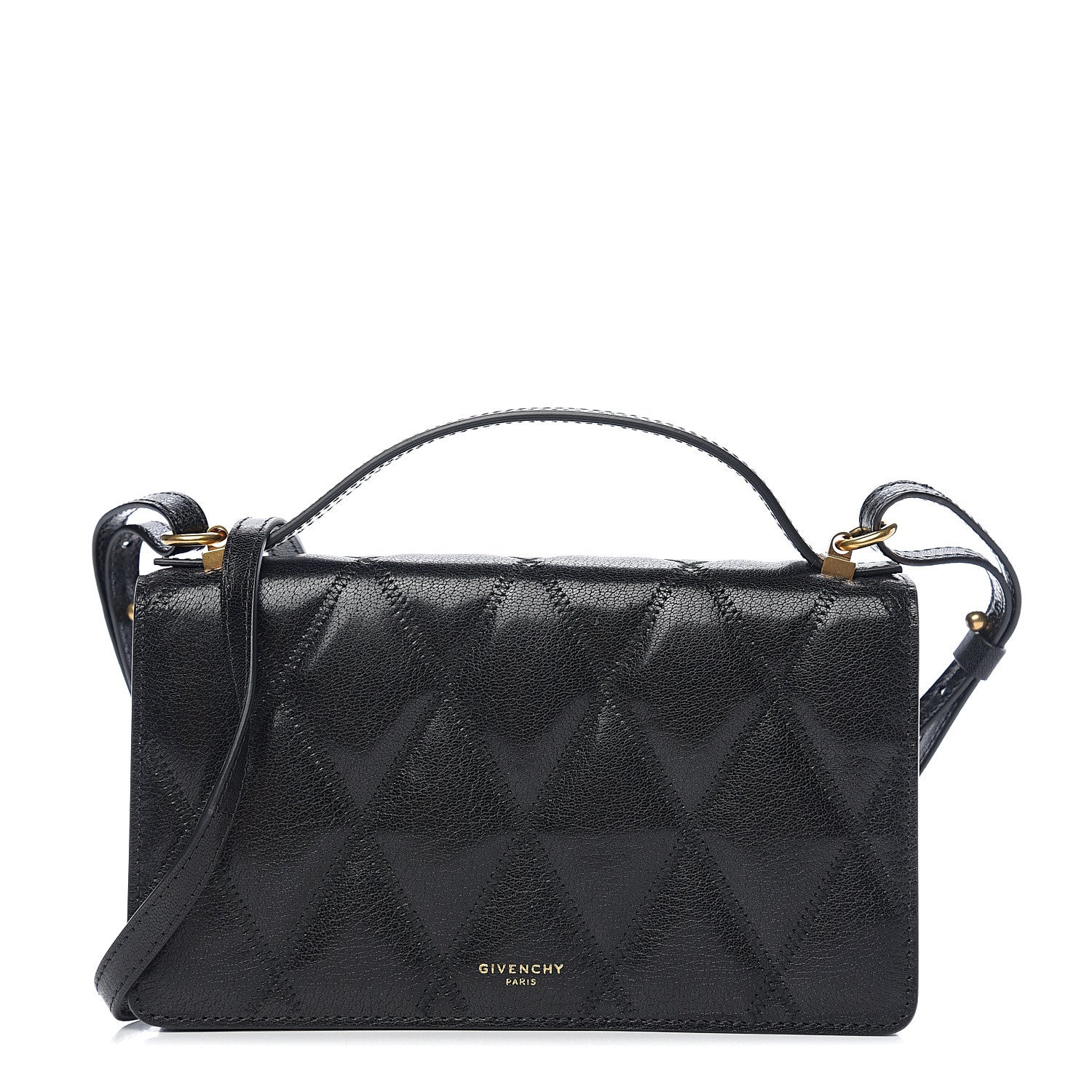 Givenchy Goatskin Quilted GV3 Strap Wallet Black 1 of 8
