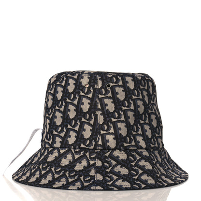 Christian Dior Polyester Cotton Oblique Teddy-D Brim Bucket Hat 58 Navy 9 of 12