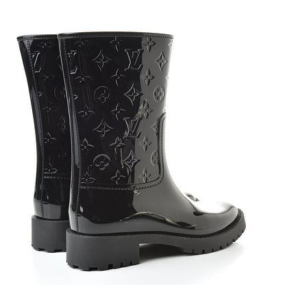 Louis Vuitton Rubber Embossed Monogram Drops Flat Half Boots 39 Black 4 of 8