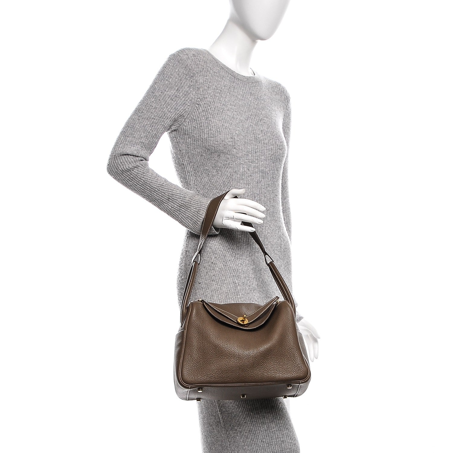 Hermes Taurillon Clemence Lindy 30 Etoupe 2 of 7