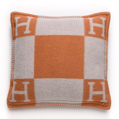 Hermes Wool Cashmere Avalon Pillow GM Ecru Potiron 3 of 5