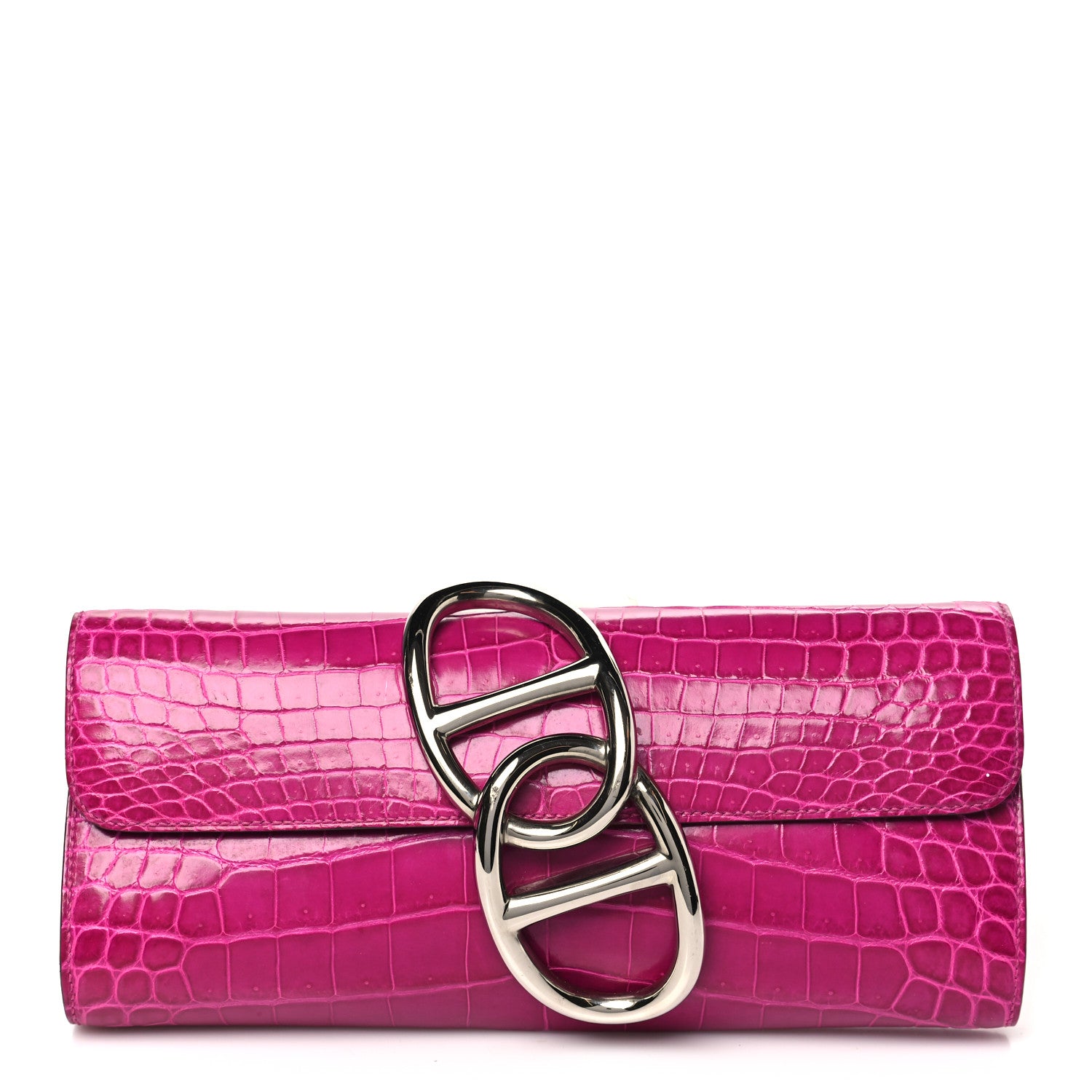 Hermes Shiny Niloticus Crocodile Egee Clutch Rose Scheherazade 1 of 8