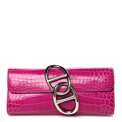 Hermes Shiny Niloticus Crocodile Egee Clutch Rose Scheherazade 1 of 8