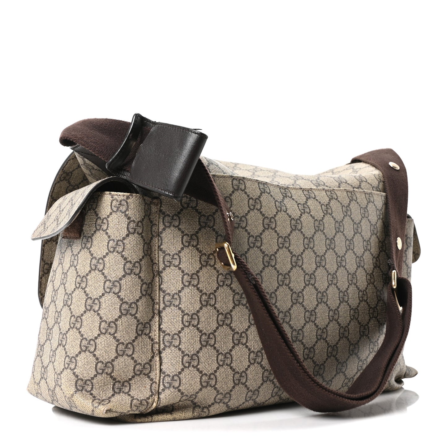GG Plus Monogram Messenger Diaper Bag Dark Brown