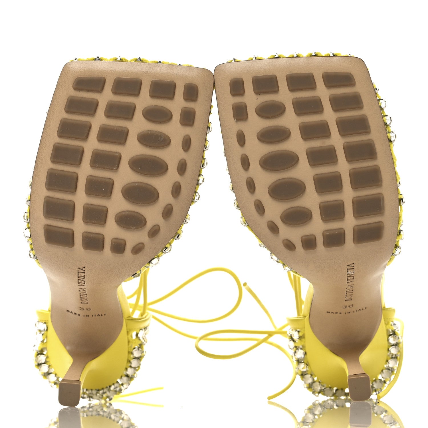 Bottega Veneta Mesh Nappa Crystal Embellished Sparkle Stretch Ankle Tie Sandals 36 36 Light House 6 of 9
