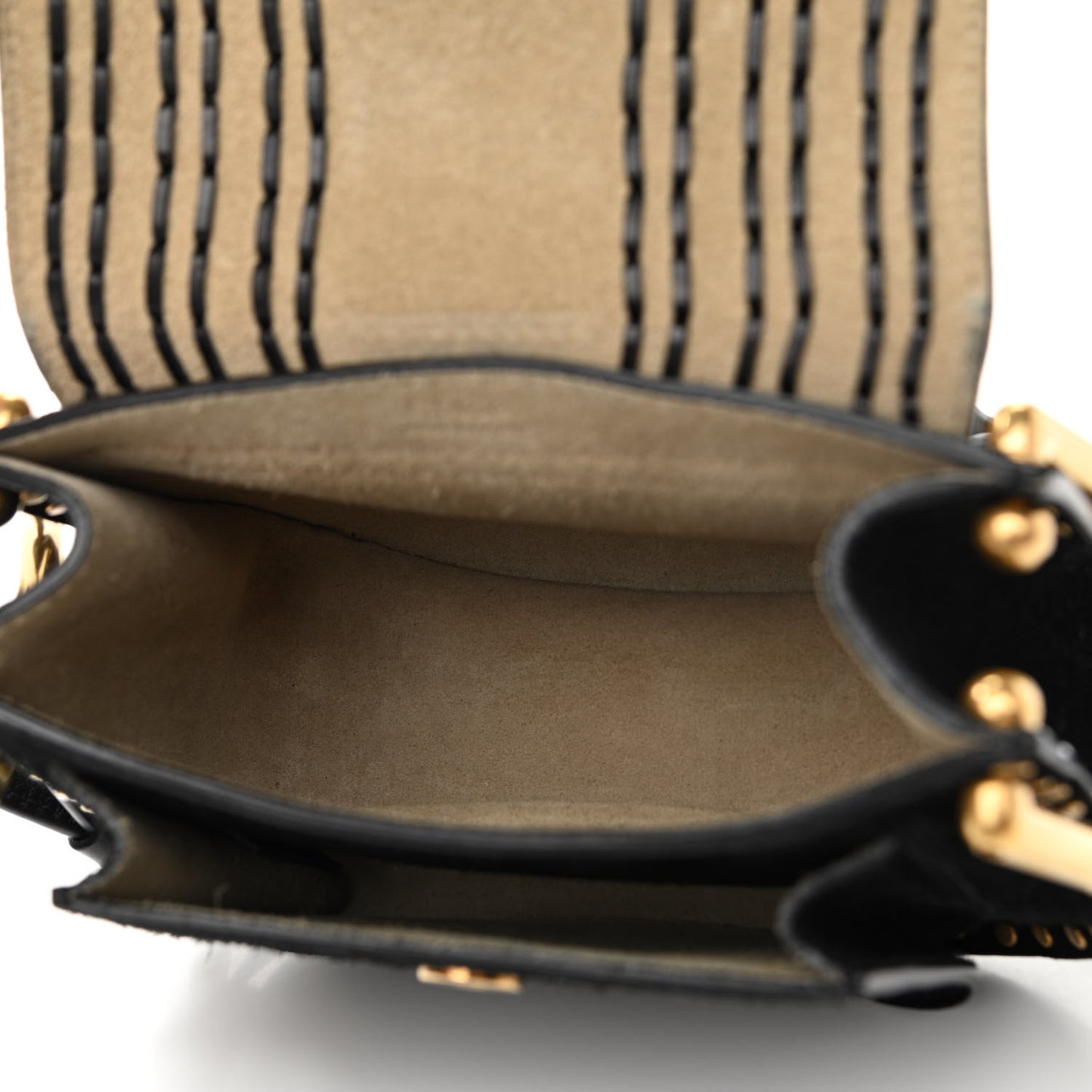Suede Calfskin Braided Mini Hudson Shoulder Bag Black