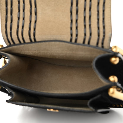 Chloe Suede Calfskin Braided Mini Hudson Shoulder Bag Black 5 of 9
