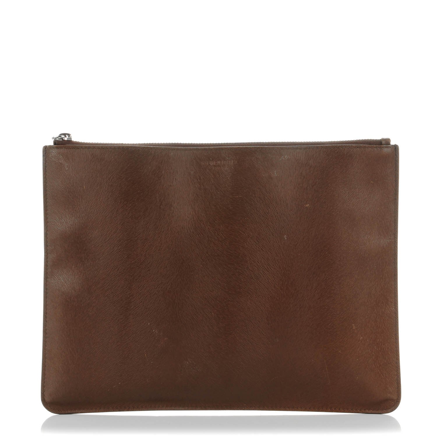 Givenchy Calfskin Calf Hair Embossed Large Pouch Dark Brown 1 of 9