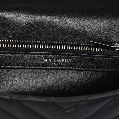 Saint Laurent Sheepskin Matelasse Chevron Monogram Medium College Bag Black 7 of 11