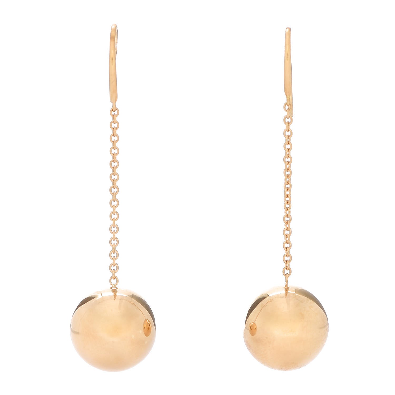Tiffany 18K Yellow Gold 14mm HardWear Ball Hook Drop Earrings 1 of 5