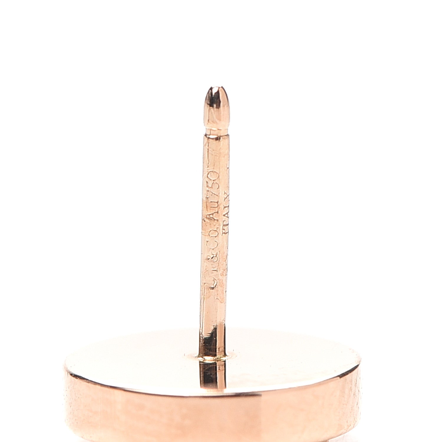 Tiffany 18K Rose Gold Mother of Pearl T Circle Earrings 4 of 5
