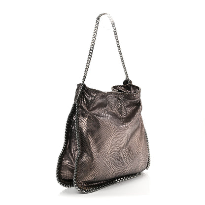 Stella McCartney Metallic Snakeskin Print Falabella Tote Ruthenium 3 of 10