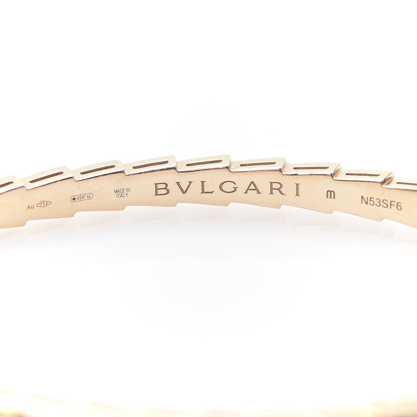 18K Rose Gold Diamond Serpenti Viper Bangle Bracelet M