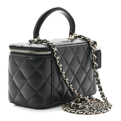 Chanel Lambskin Quilted Small Top Handle Vanity Case With Chain Black 3 of 13