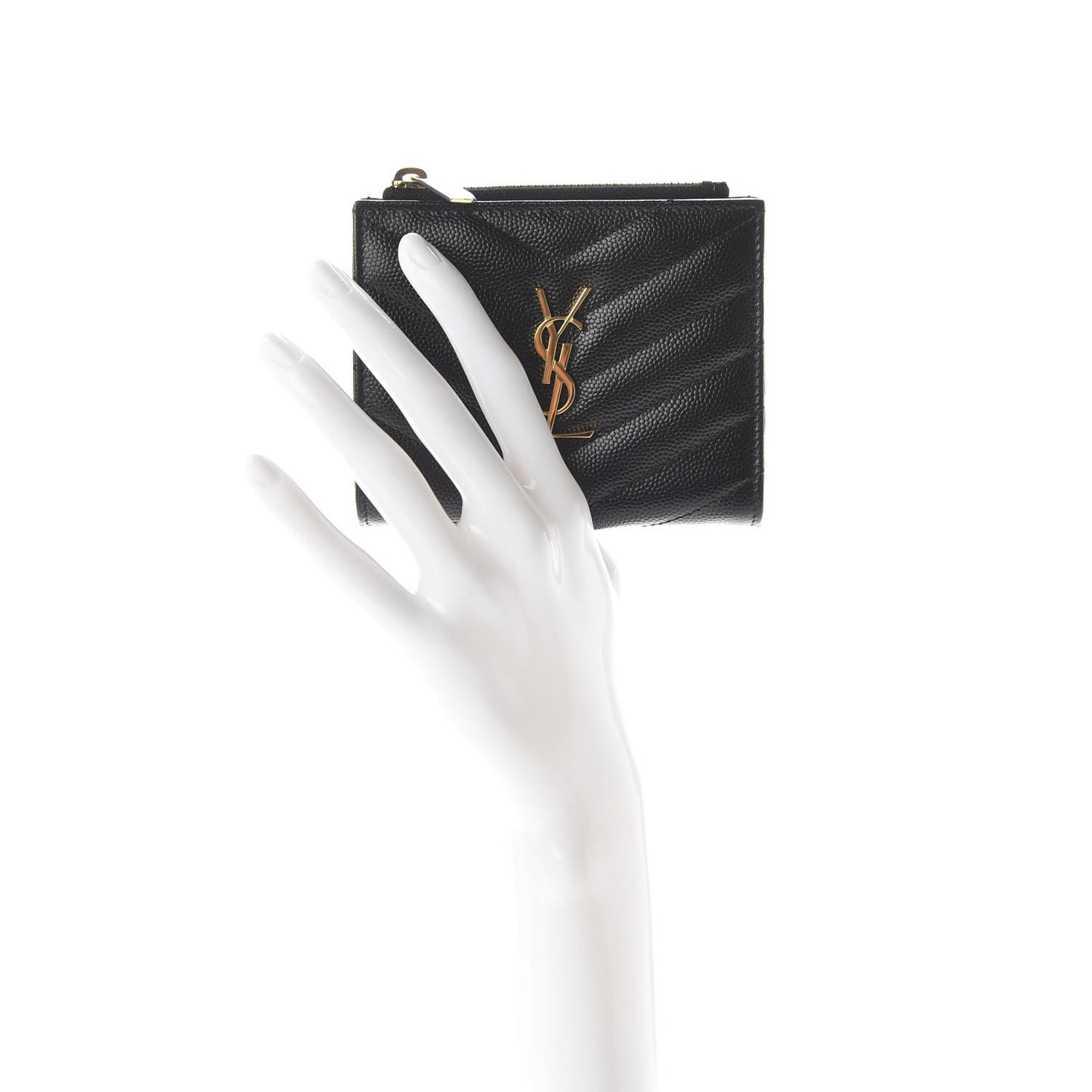 Grain De Poudre Matelasse Chevron Monogram Zipped Card Case Black