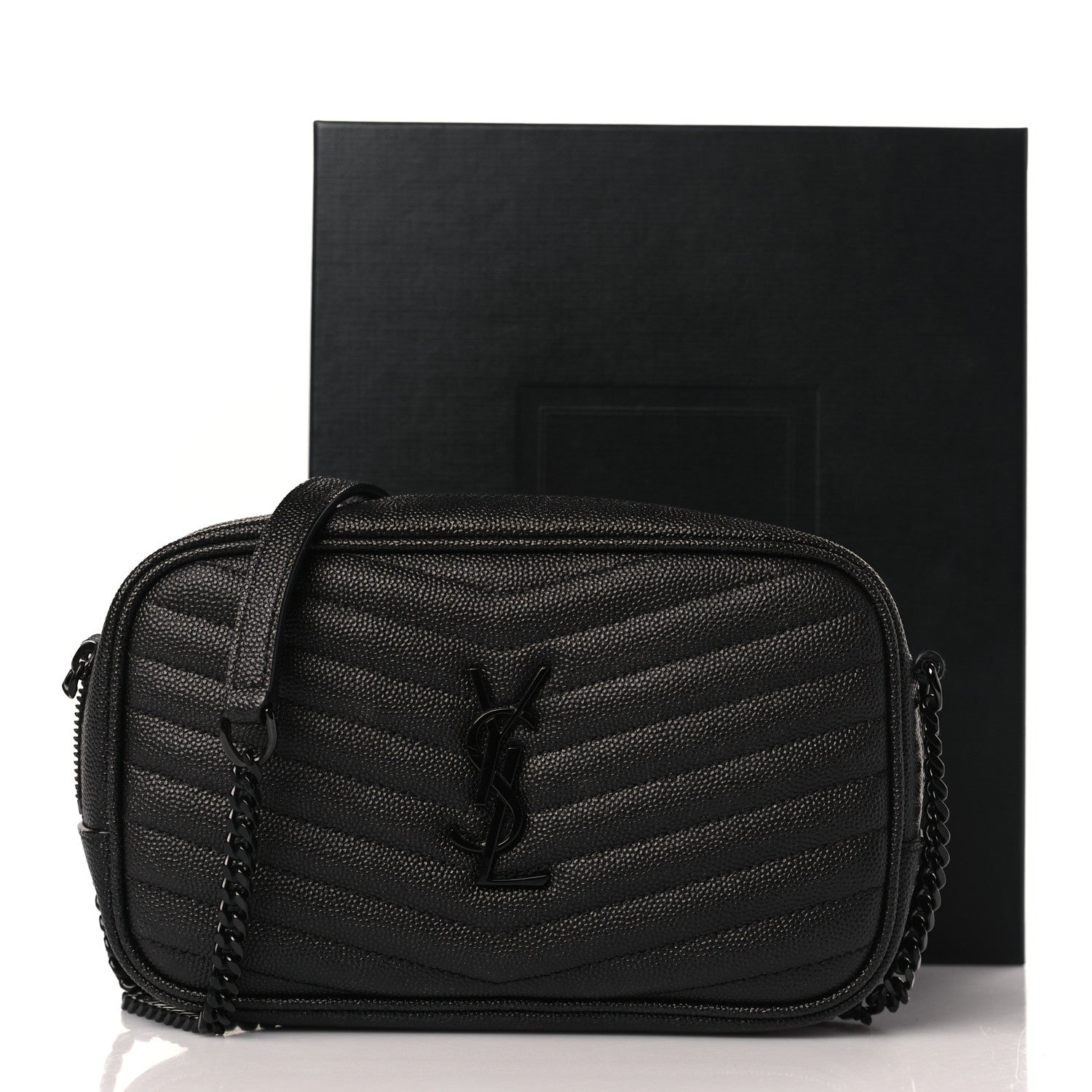 Saint Laurent Grain De Poudre Matelasse Monochrome Monogram Mini Lou Camera Bag Black 12 of 12