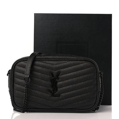 Saint Laurent Grain De Poudre Matelasse Monochrome Monogram Mini Lou Camera Bag Black 12 of 12