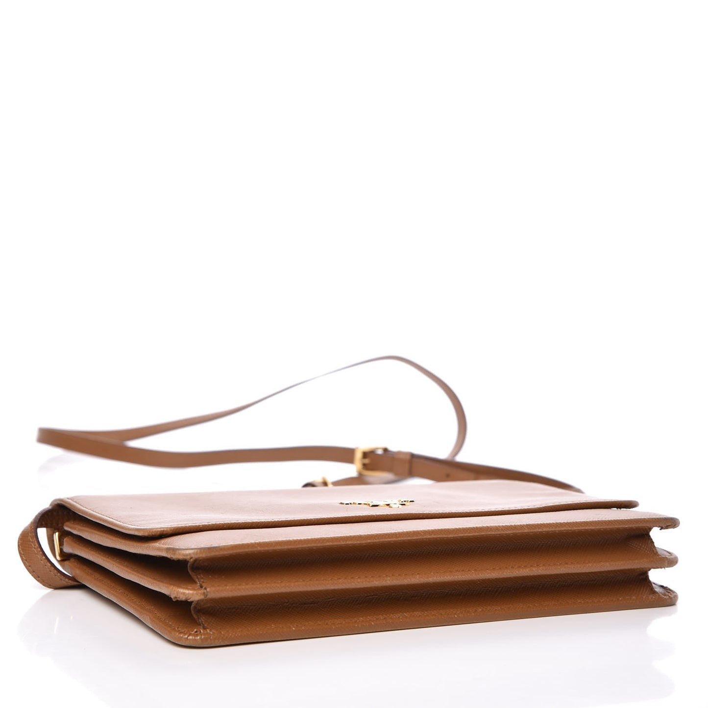 Saffiano Metal Flap Wallet Caramel