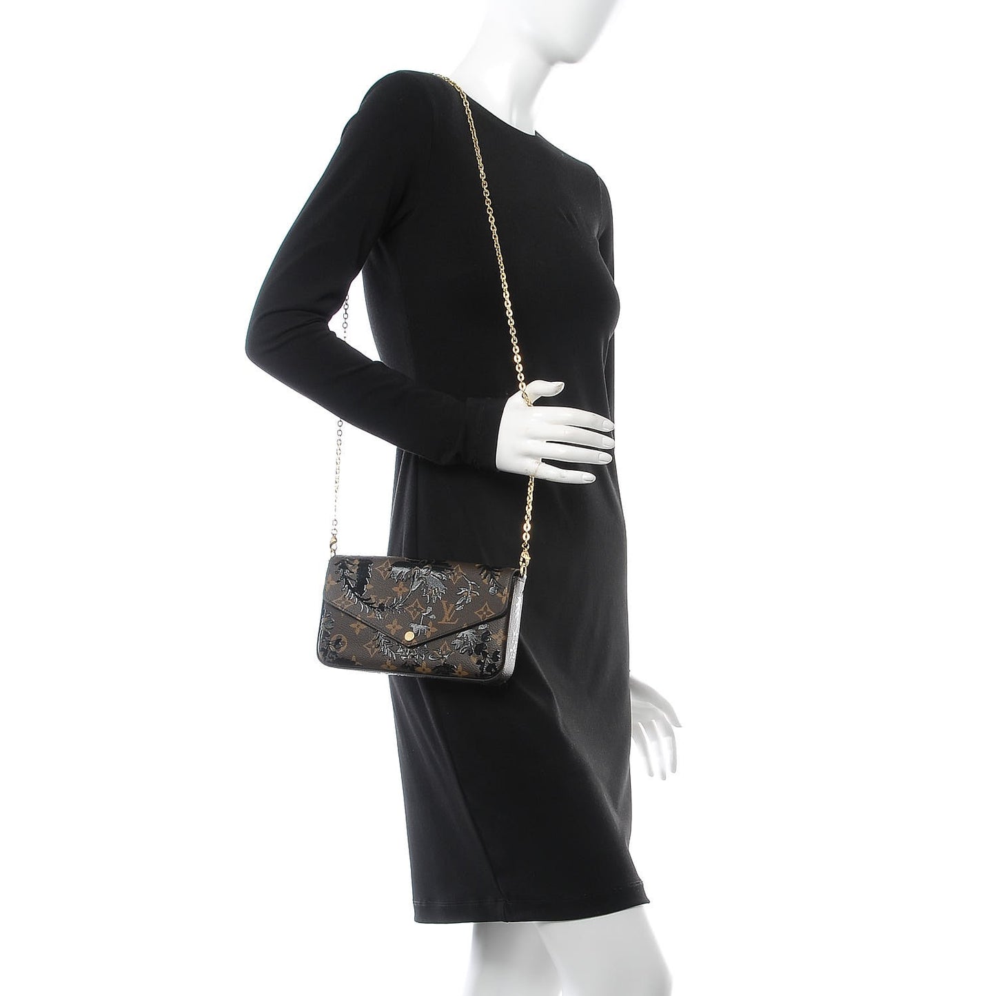 Monogram Blossom Pochette Felicie Chain Wallet Black
