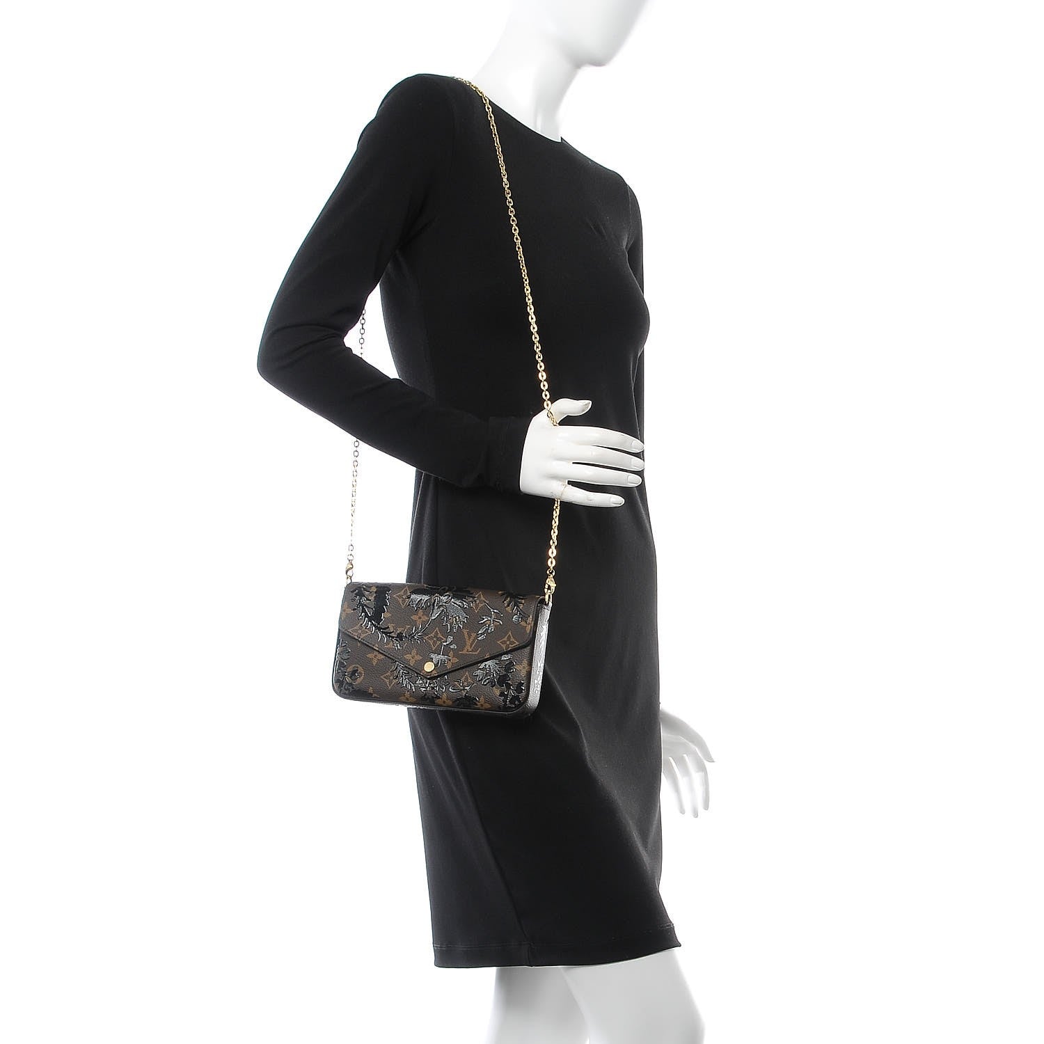 Louis Vuitton Monogram Blossom Pochette Felicie Chain Wallet Black 2 of 6