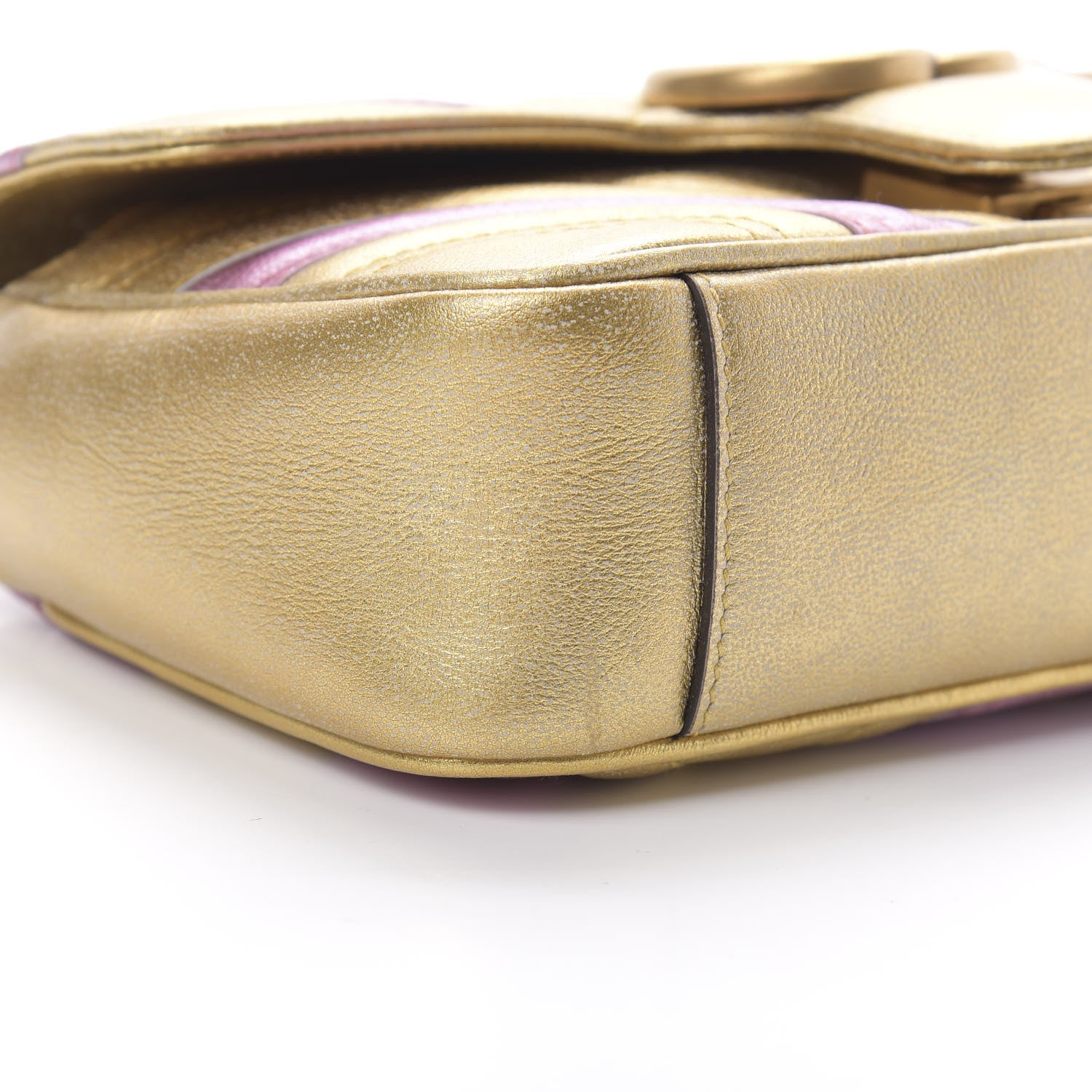 Gucci Metallic Calfskin Matelasse Mini GG Marmont Shoulder Bag Gold Pink 9 of 10