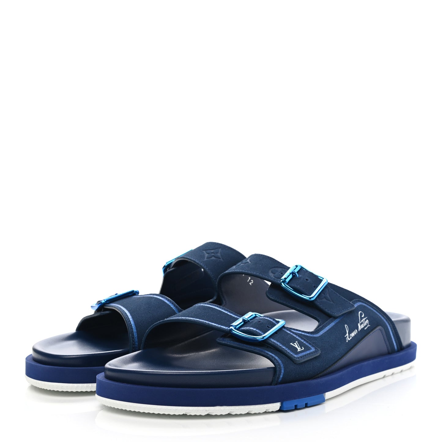 Mix Materials Mens LV Script Trainer Mules 12 Blue
