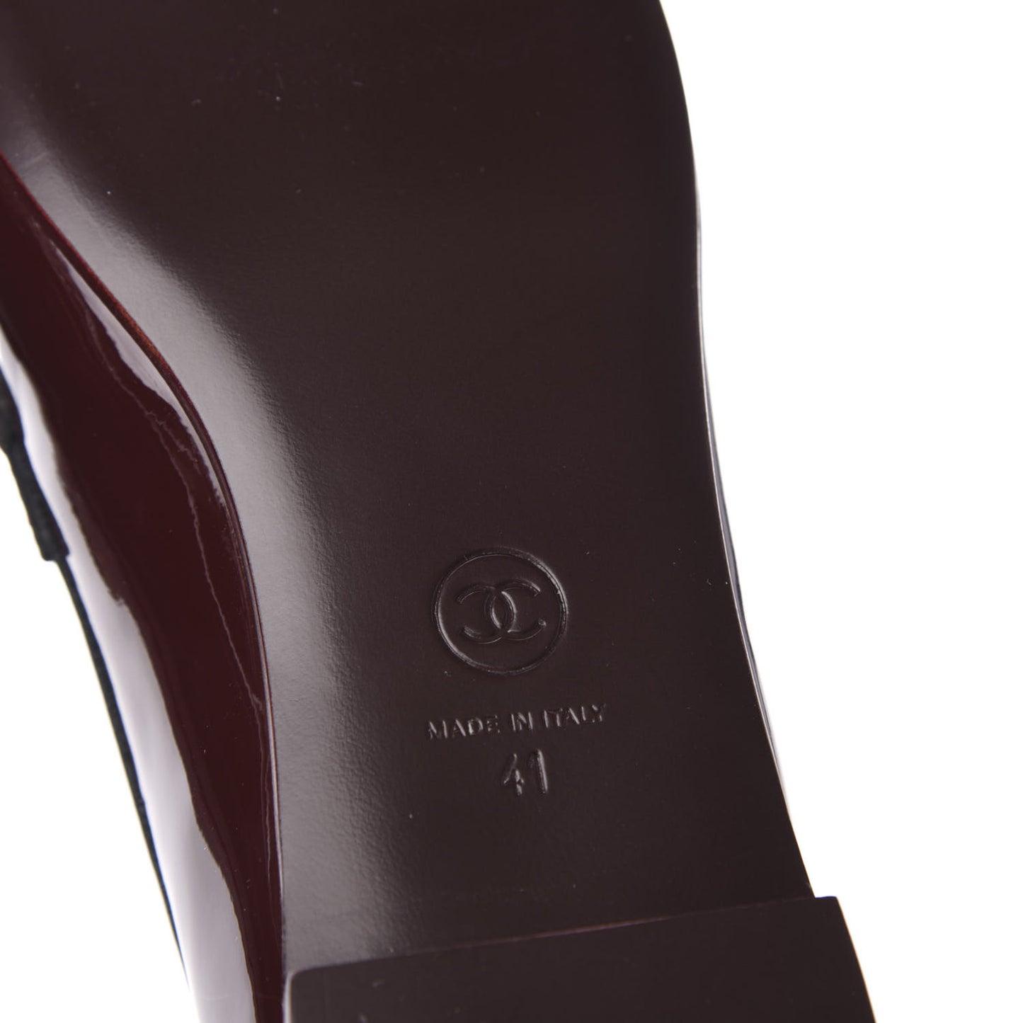 Patent Calfskin CC Loafers 41 Burgundy