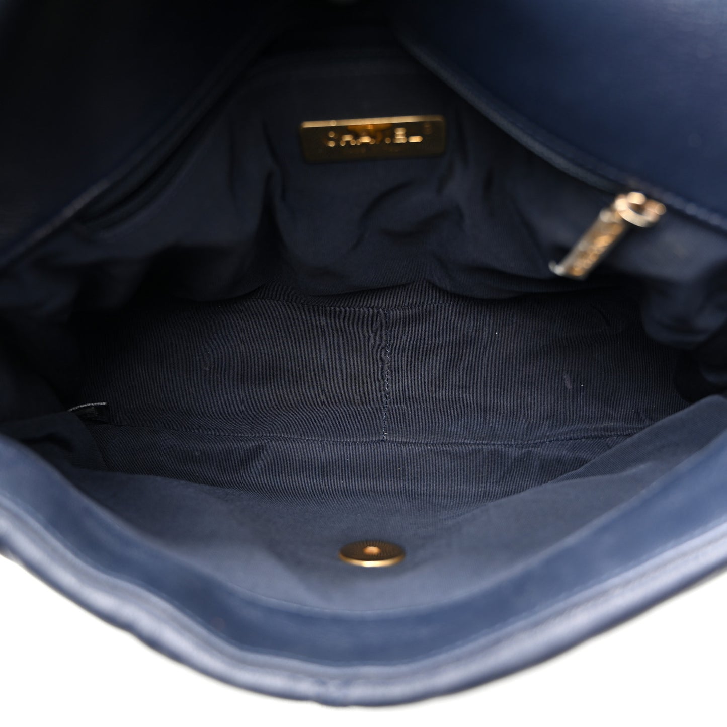 Goatskin Quilted Large Chanel 19 Flap Navy Blue
