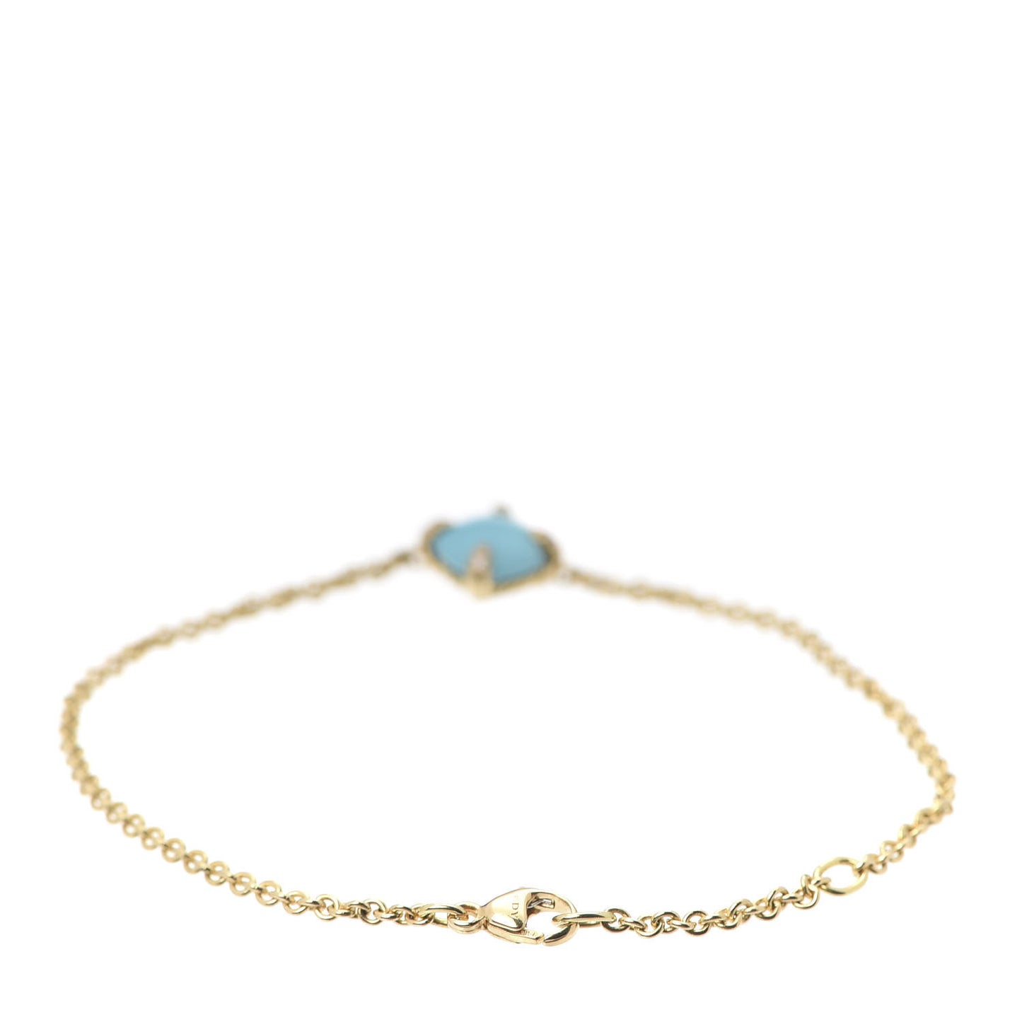 18K Yellow Gold Diamond Turquoise 8mm Chatelaine Bracelet