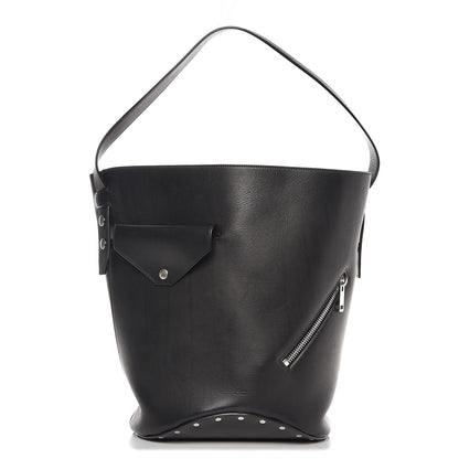 Celine Natural Calfskin Biker Bucket Shoulder Bag Black Sunflower 1 of 9