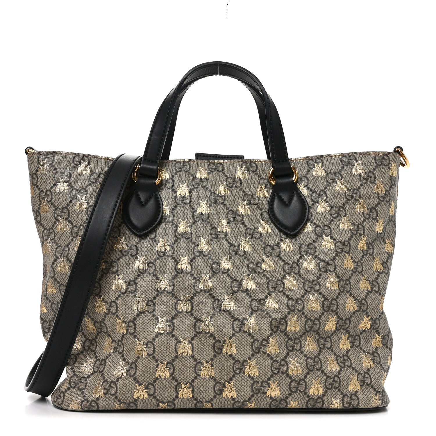 Gucci Soft GG Supreme Monogram Bees Small Crossbody Tote Beige Oro Black 1 of 10