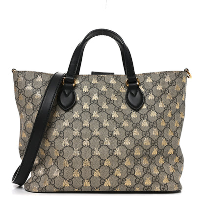 Gucci Soft GG Supreme Monogram Bees Small Crossbody Tote Beige Oro Black 1 of 10