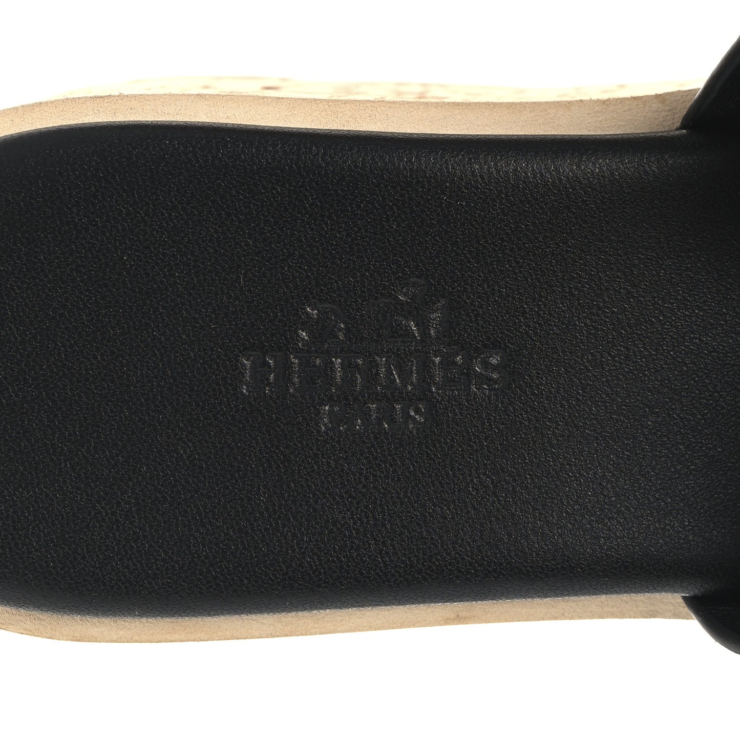 Calfskin Cork Eze 30 Sandals 36 Black