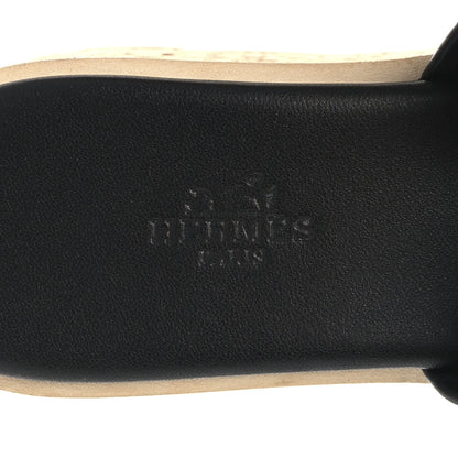 Hermes Calfskin Cork Eze 30 Sandals 36 Black 9 of 9