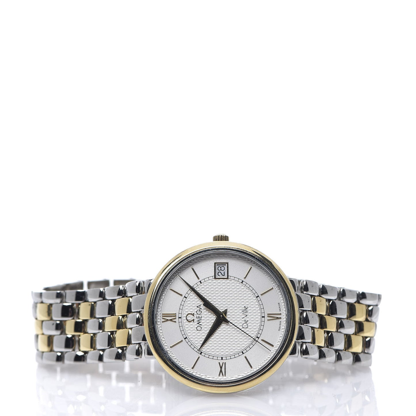 Stainless Steel 18K Yellow Gold 33mm De Ville Co-Axial Quartz Watch White 7314.31.00