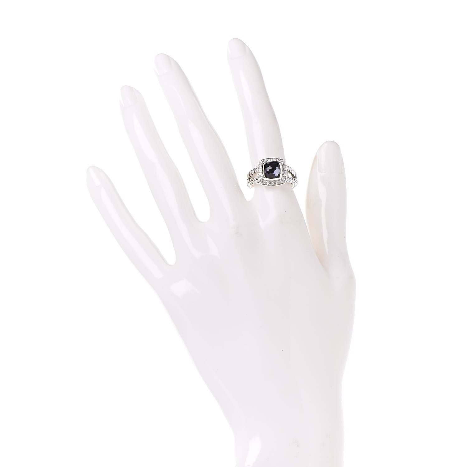 David Yurman Sterling Silver Diamond Black Orchid 7mm Petite Albion Ring 50 5.25 2 of 5