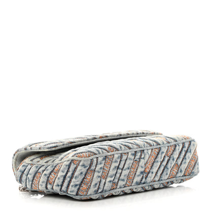 Balenciaga Destroyed Denim Jacquard Logo Matelasse BB Chain Wallet Bluette 4 of 13