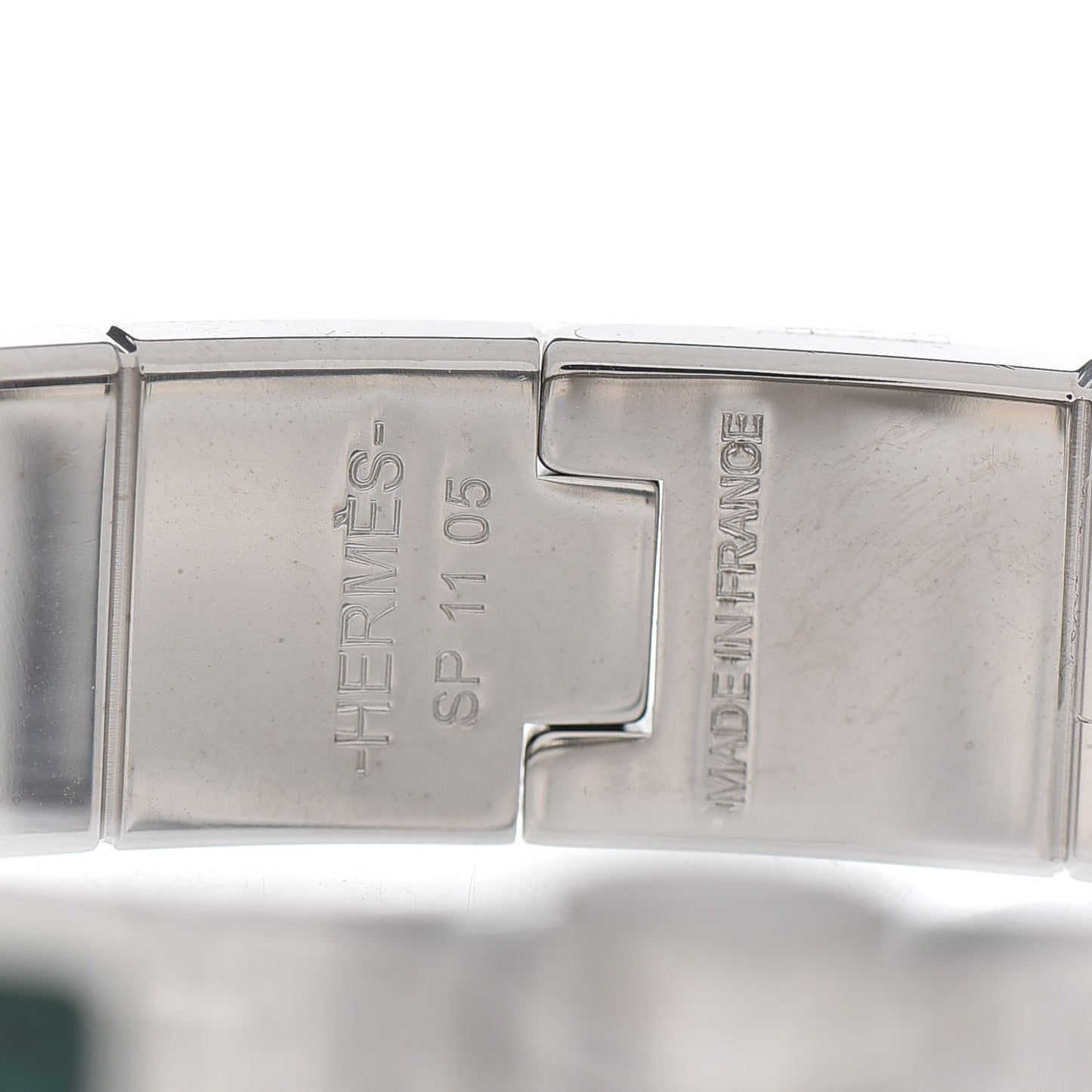 Lizard Charniere Cuir Narrow Hinged Bracelet S Vert Moyen