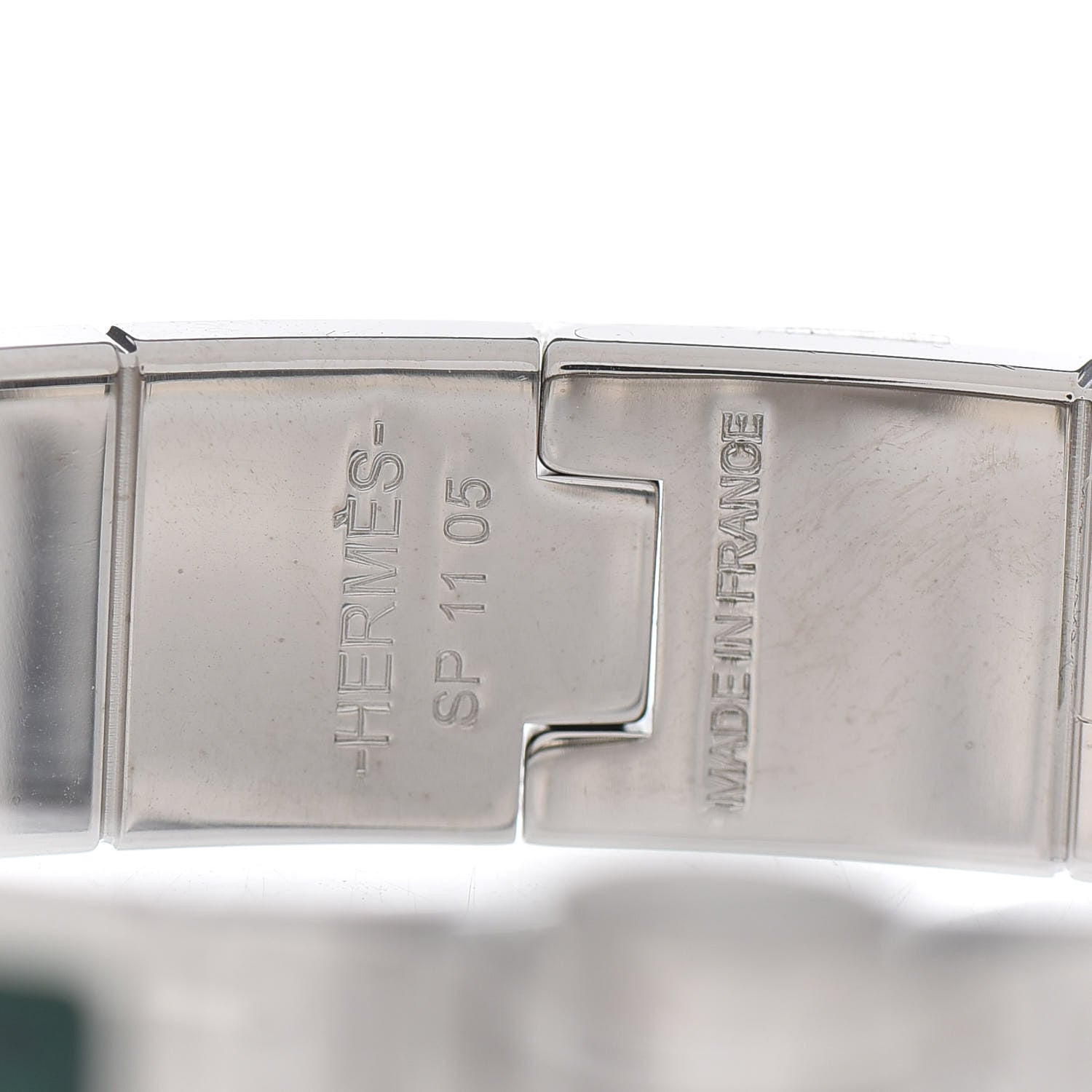 Hermes Lizard Charniere Cuir Narrow Hinged Bracelet S Vert Moyen 4 of 4