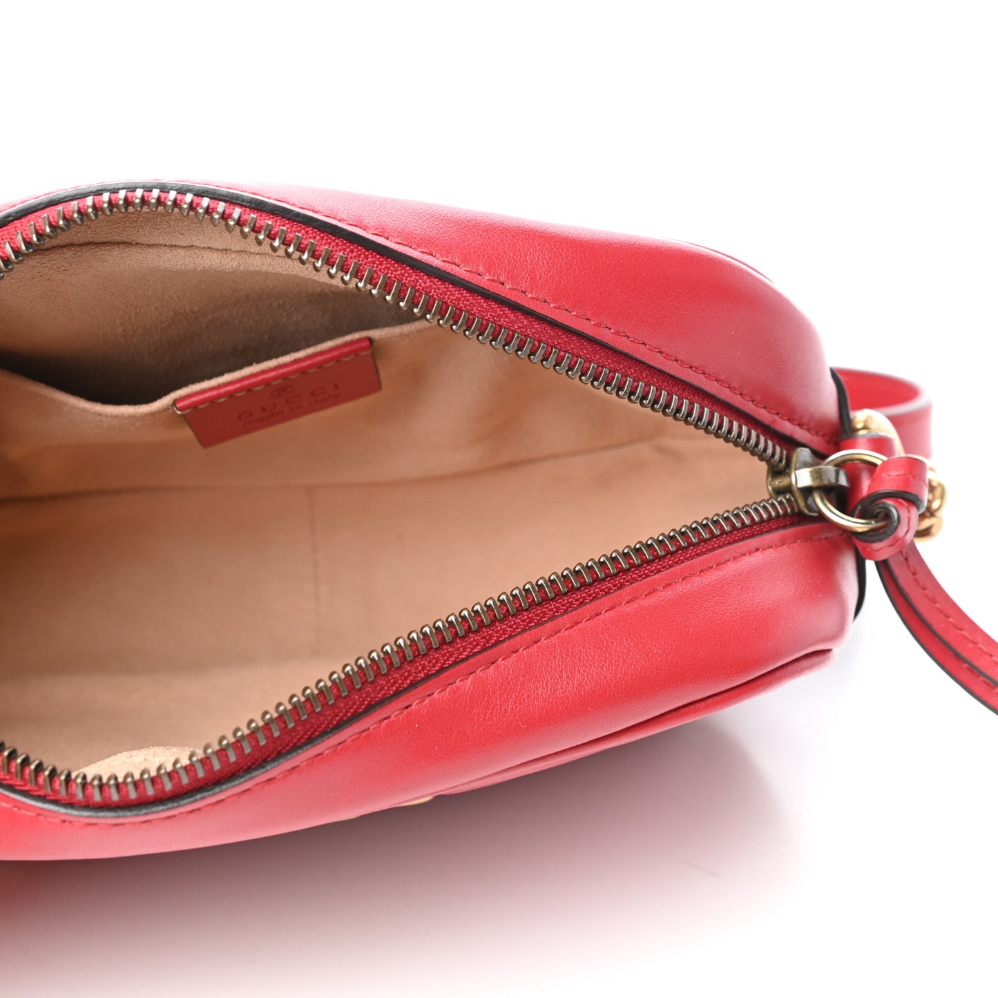 Calfskin Matelasse Mini GG Marmont Chain Shoulder Bag Hibiscus Red