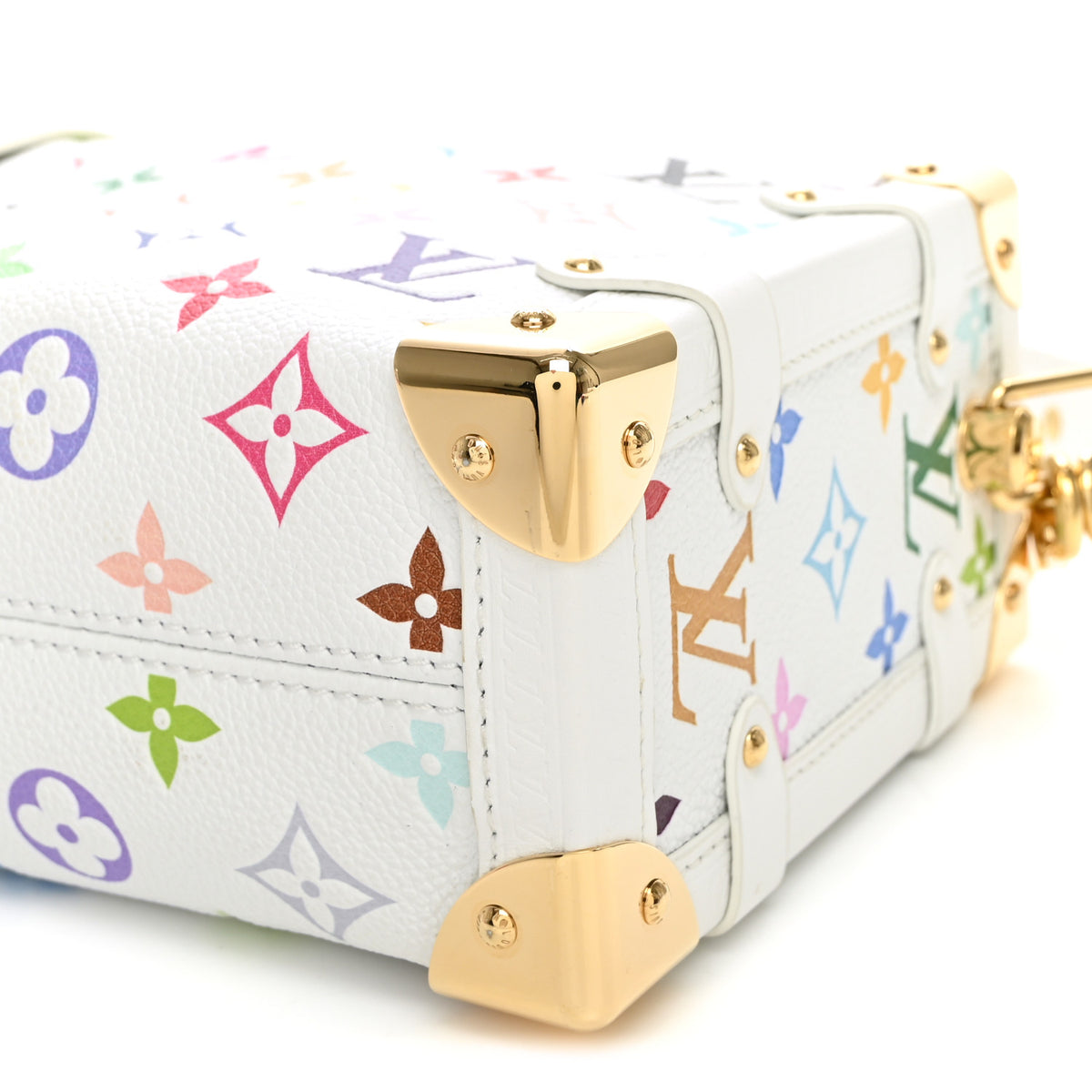 LV x TM Cowhide Monogram Multicolor Side Trunk MM White